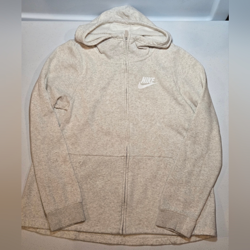 Nike Girls XL Heather Oatmeal Zipped Hoodie